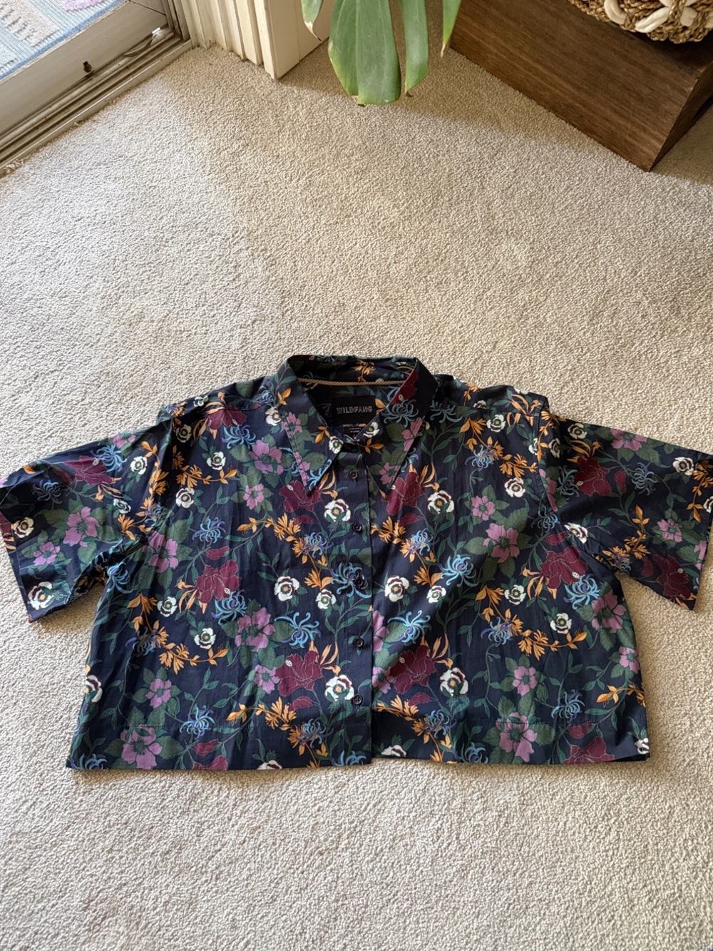 Wildfang Vintage-Inspired Black Floral Button-Up Shirt